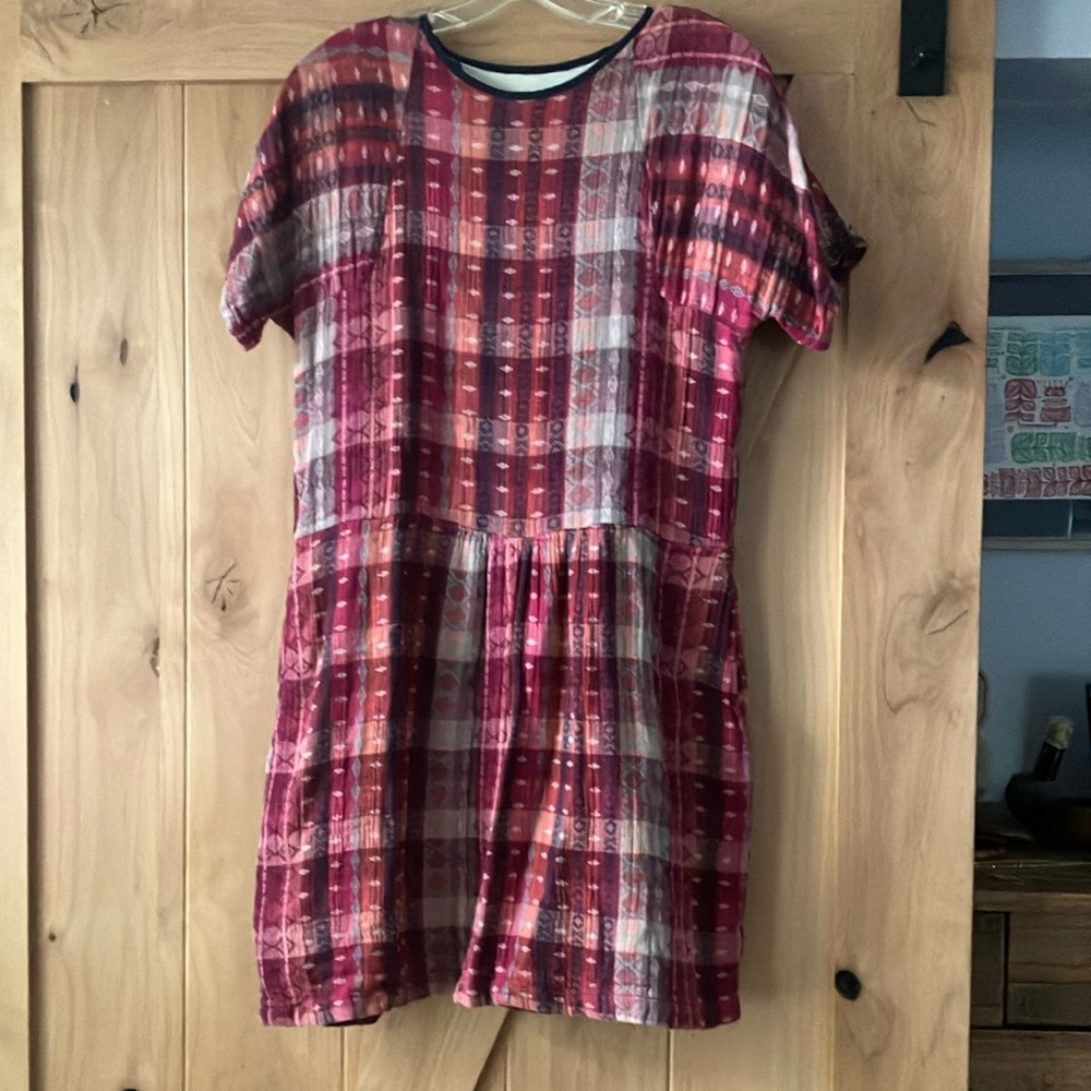 Ace and Jig Plaid Short Sleeve Dress in Red and Pink